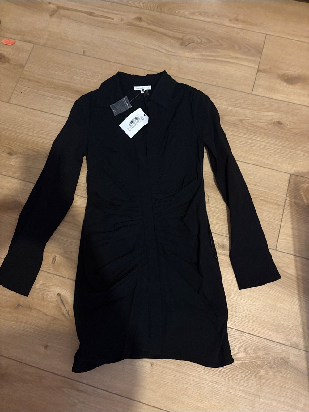 GREY LAB Black Long-Sleeve Ruched Dress size small NWT